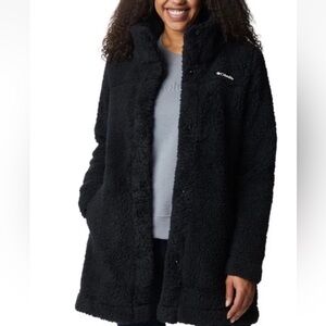 Columbia Women’s  Fleece Snap Front Long Jacket Black Size XS~XXL NWT